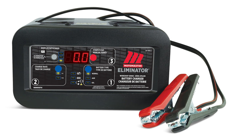 MotoMaster Eliminator Workshop Series Smart Battery Charger, Fully Automatic, 15/3-Amp, 6V/12V, T9