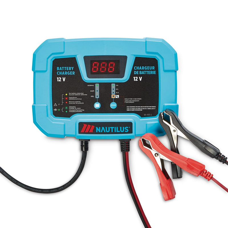 MotoMaster Nautilus Smart Battery Charger/Maintainer, 15/8/2-Amp, 12V S5