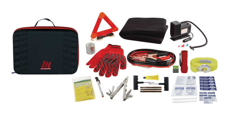 MotoMaster Premium Auto Safety Kit with Booster Cables, Air Compressor and Tow Strap C6