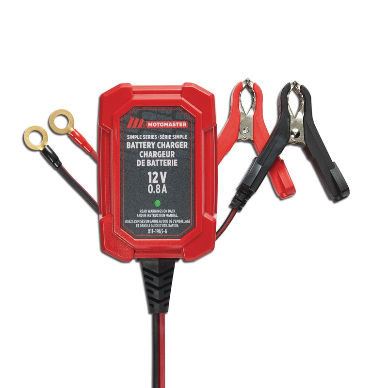 MotoMaster Simple Series Smart Battery Charger/Maintainer, Fully Automatic, 0.8-Amp, 12V Q3