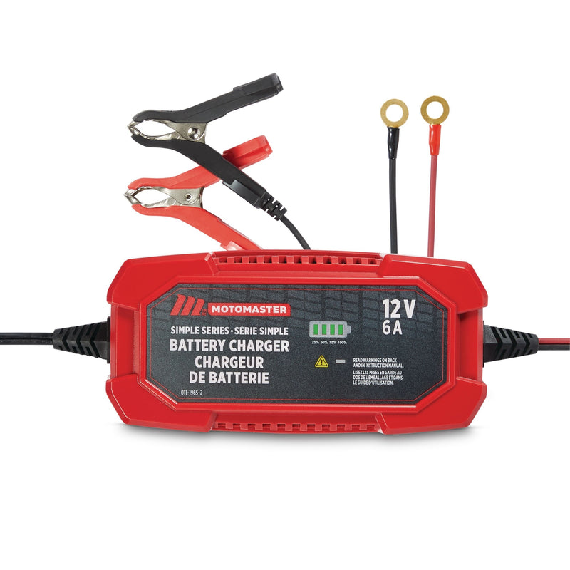 MotoMaster Simple Series Smart Battery Charger/Maintainer, Fully Automatic, 6-Amp, 12V D6