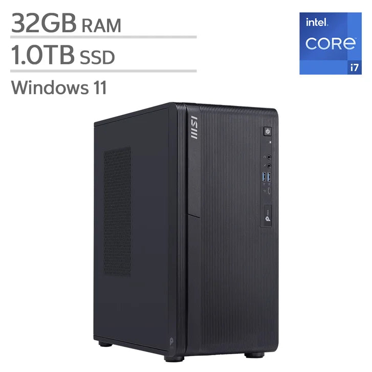 MSI PRO DP180 Desktop Computer, Intel Core i7-14700F - 32GB RAM, 1TB SSD, 8GB NVIDIA GeForce RTX 5060 N7