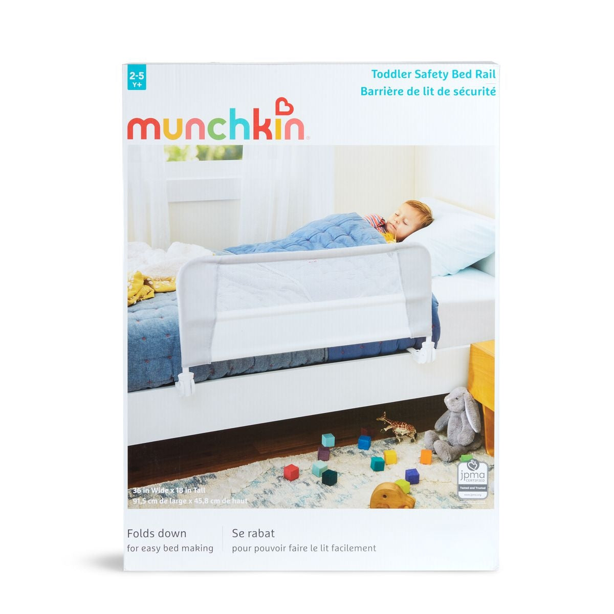 Munchkin Toddler Safety Bed Rail, No Assembly Needed, White