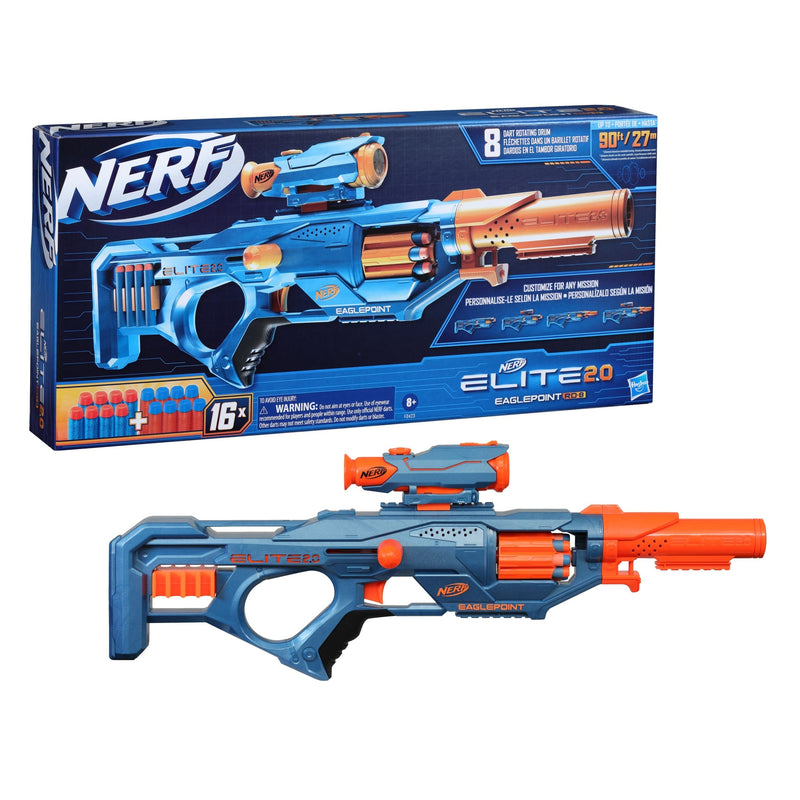 NERF Elite 2.0 Eaglepoint RD-8 Blaster, 8-Dart Drum, Detachable Scope and Barrel, 16 Darts, Ages 8+ P8