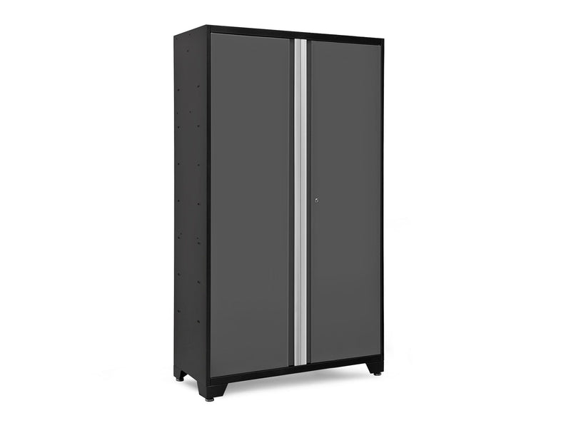 NewAge Bold Series Lockable 24-Gauge Steel RTA Storage Locker with 3 Shelves, Grey/Black, 48-in D6