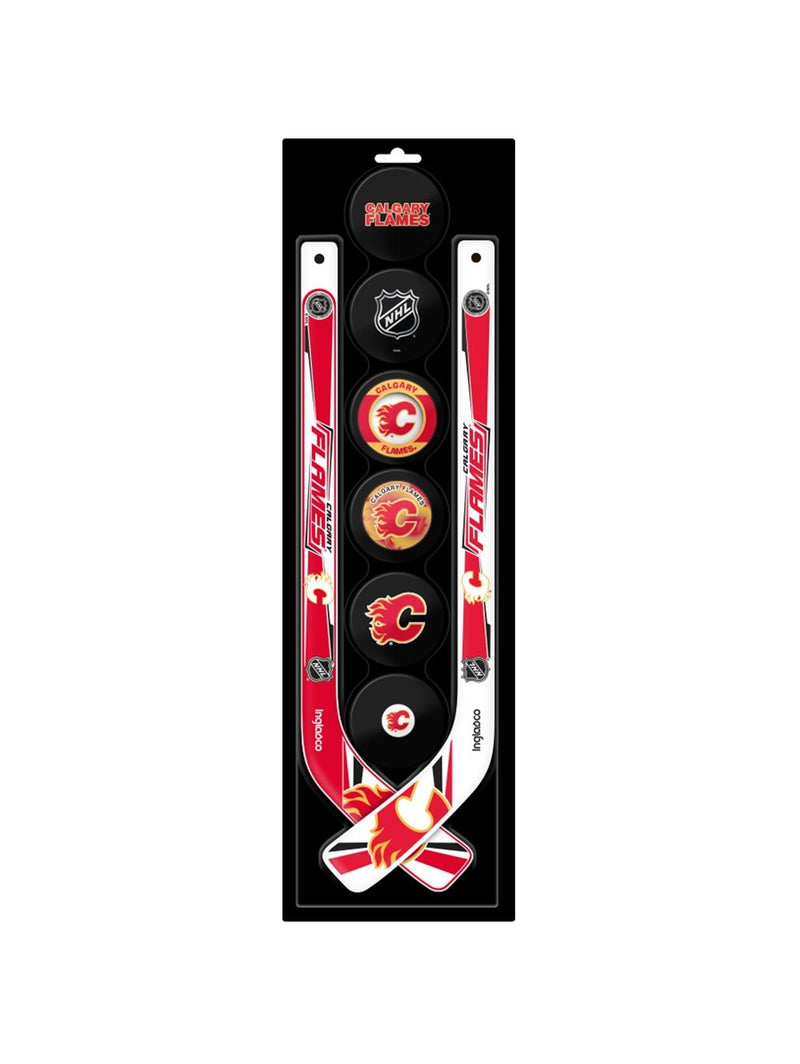 NHL Calgary Flames Mini Hockey Pucks & Sticks Set, 8-pcs A3