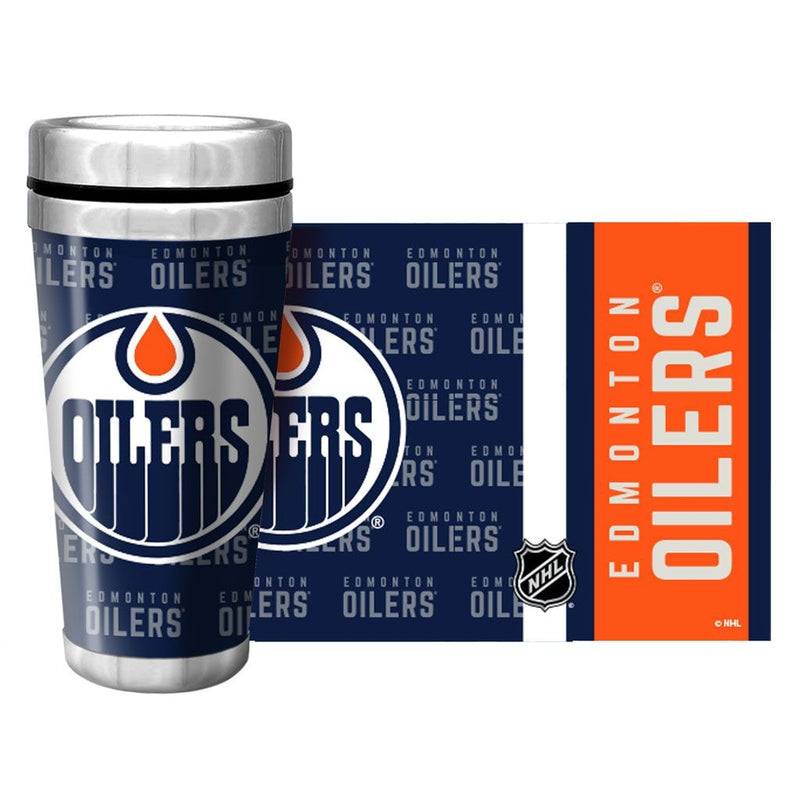 NHL Edmonton Oilers Full Wrap Wallpaper Travel Mug, 14-oz O9