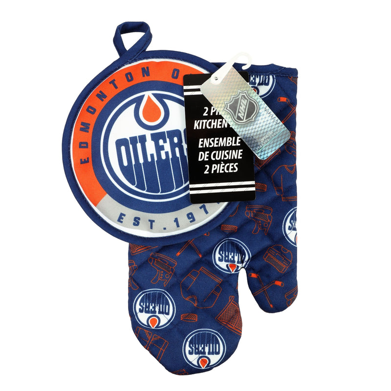 NHL Edmonton Oilers Kitchen Oven Mitt Pot Holder Set, 2-pc P7