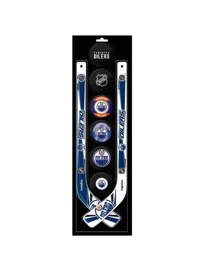 NHL Edmonton Oilers Mini Hockey Pucks & Sticks Set, 8-pc Z4