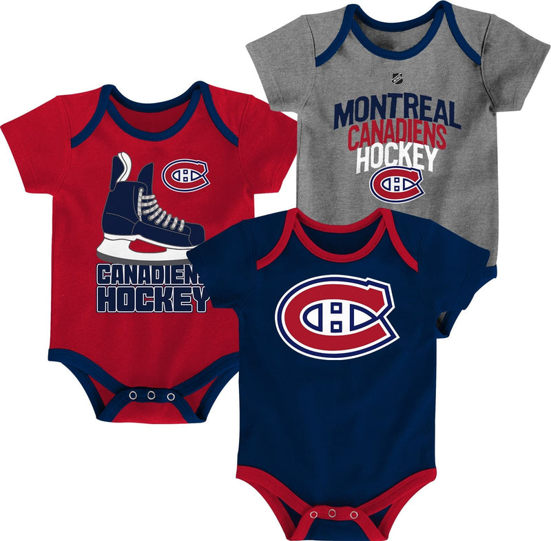 NHL Montreal Canadiens Infant/Baby Bodysuit Onesie, Red/Blue/Grey, 3-pk T2