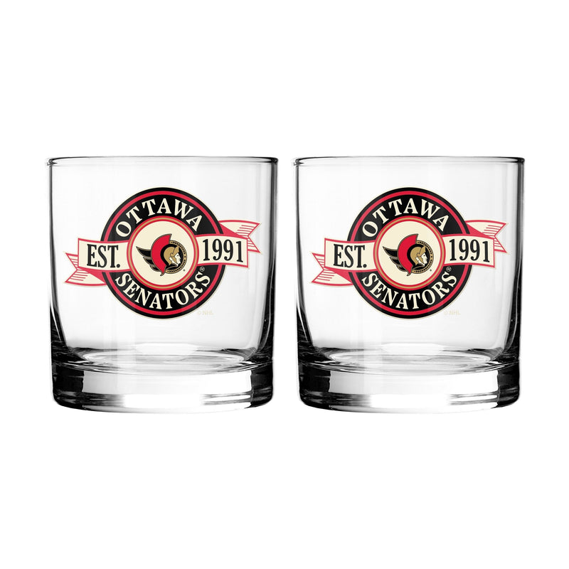 NHL Ottawa Senators Hockey Rocks Glass, 2-pk Q9