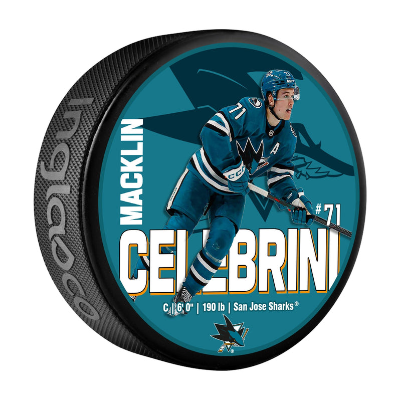 NHL San Jose Sharks Macklin Celebrini Hockey Puck, 6-oz O3