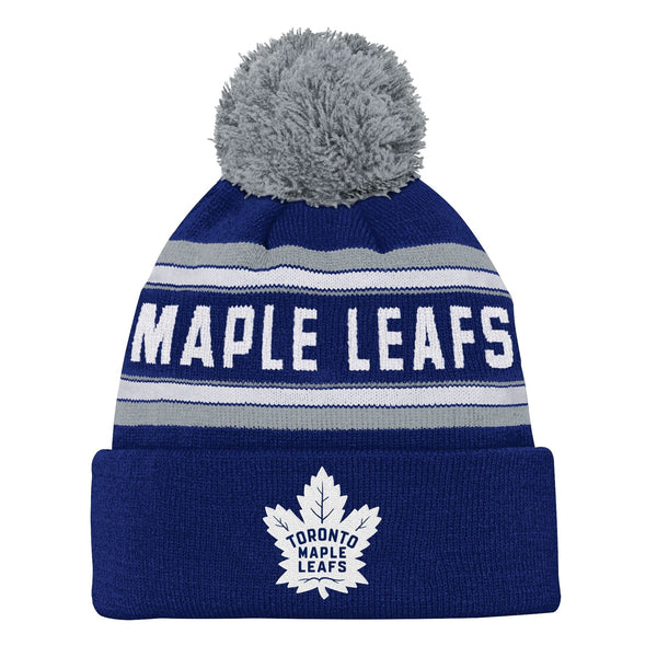 NHL Toronto Maple Leafs Jacquard Cuffed Knit Pom Toque, Youth Z2