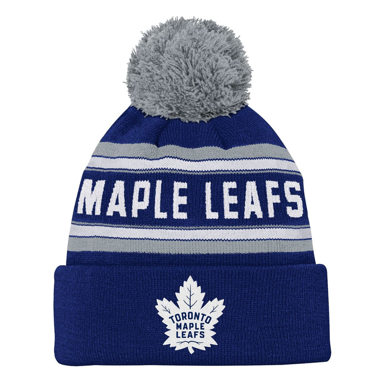 NHL Toronto Maple Leafs Jacquard Cuffed Knit Pom Toque, Youth Z2