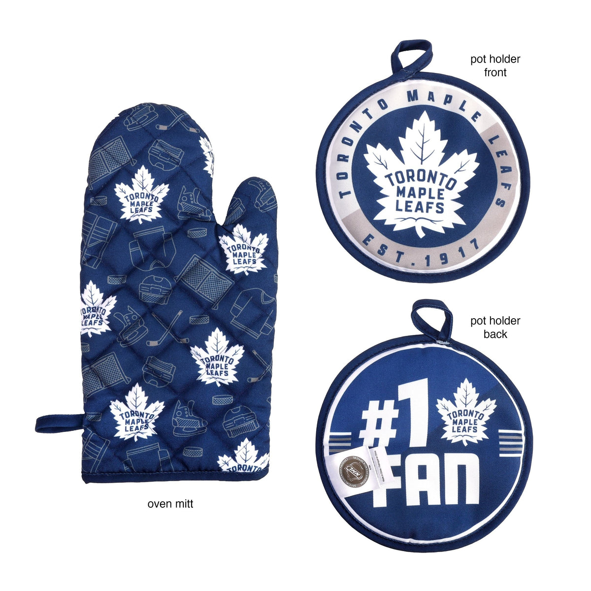 NHL Toronto Maple Leafs Kitchen Oven Mitt Pot Holder Set, 2-pc