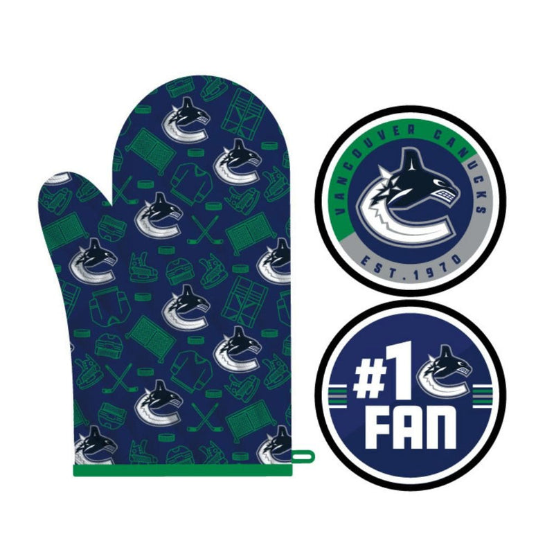 NHL Vancouver Canucks Kitchen Oven Mitt Pot Holder Set, 2-pc I0
