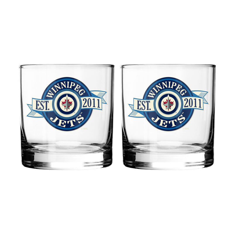 NHL Winnipeg Jets Hockey Rocks Glass, 2-pk D5