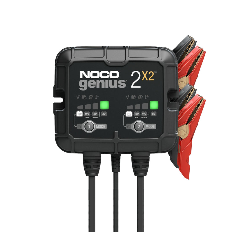 NOCO GENIUS2X2 Smart Battery Charger/Maintainer/Desulfator, 2-Bank, 4-Amp, 6V/12V X6