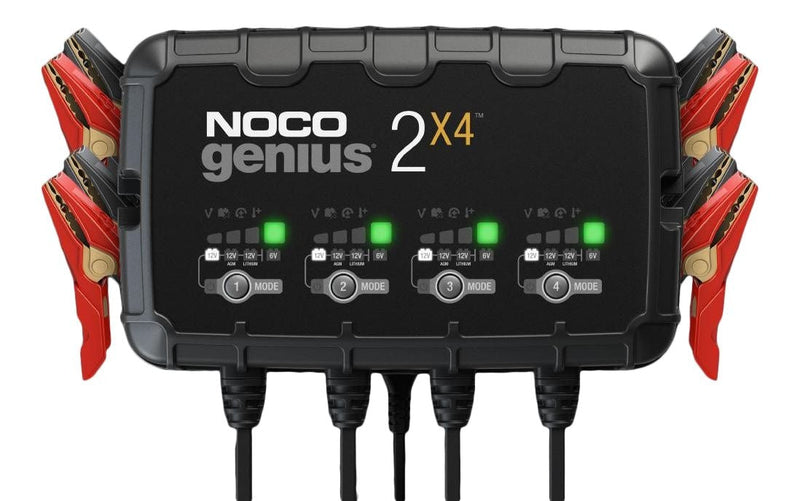NOCO GENIUS2X4 Smart Battery Charger/Maintainer/Desulfator, 4-Bank, 8-Amp, 6V/12V O3
