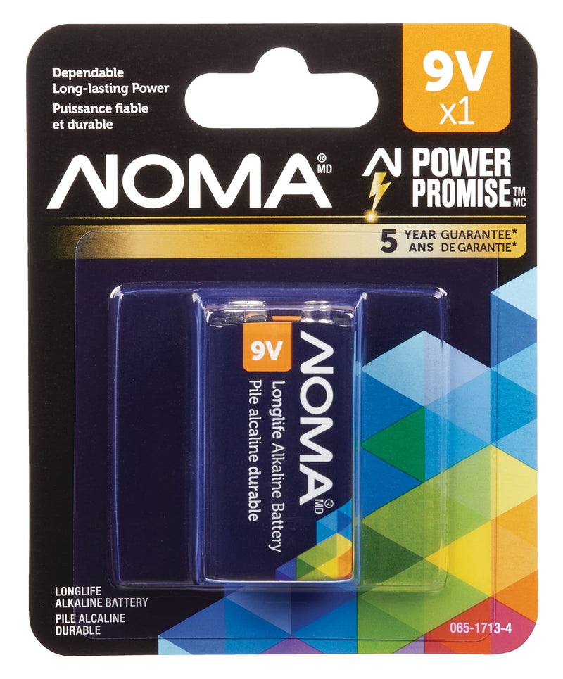 NOMA 1-pk 9V / 9 Volt Alkaline Battery, Long Lasting, All Purpose Q3