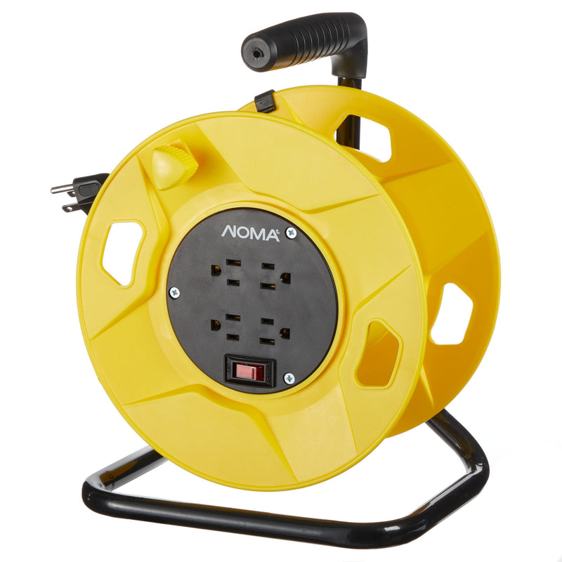 NOMA 100-ft Extension Cord Storage Reel with 4 Grounded Outlets and Circuit Breaker C4