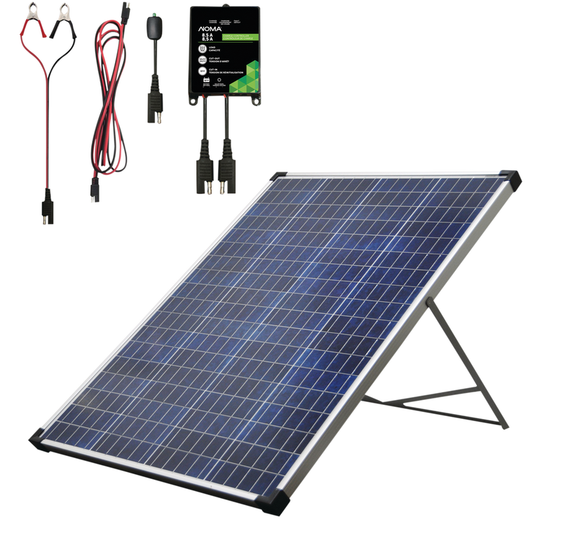 NOMA 100 Watt, 12V Crystalline Solar Panel Kit with Stand and Charge Controller L5