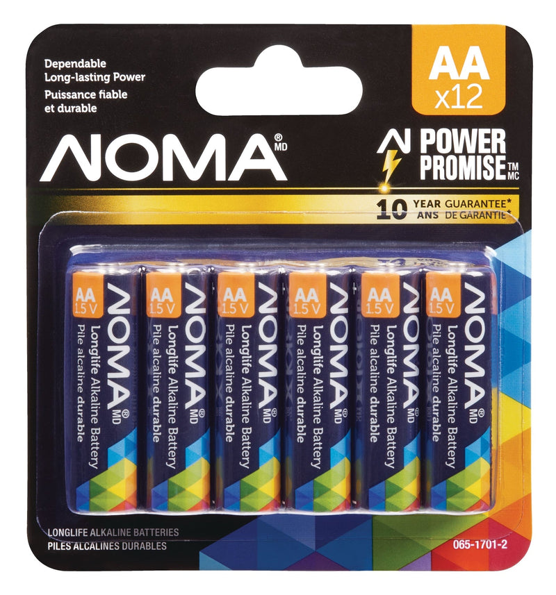 NOMA 12-pk AA Alkaline Batteries, Long Lasting, All Purpose A7