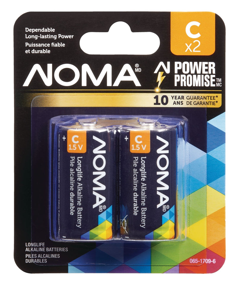 NOMA 2-pk C Alkaline Batteries, Long Lasting M2