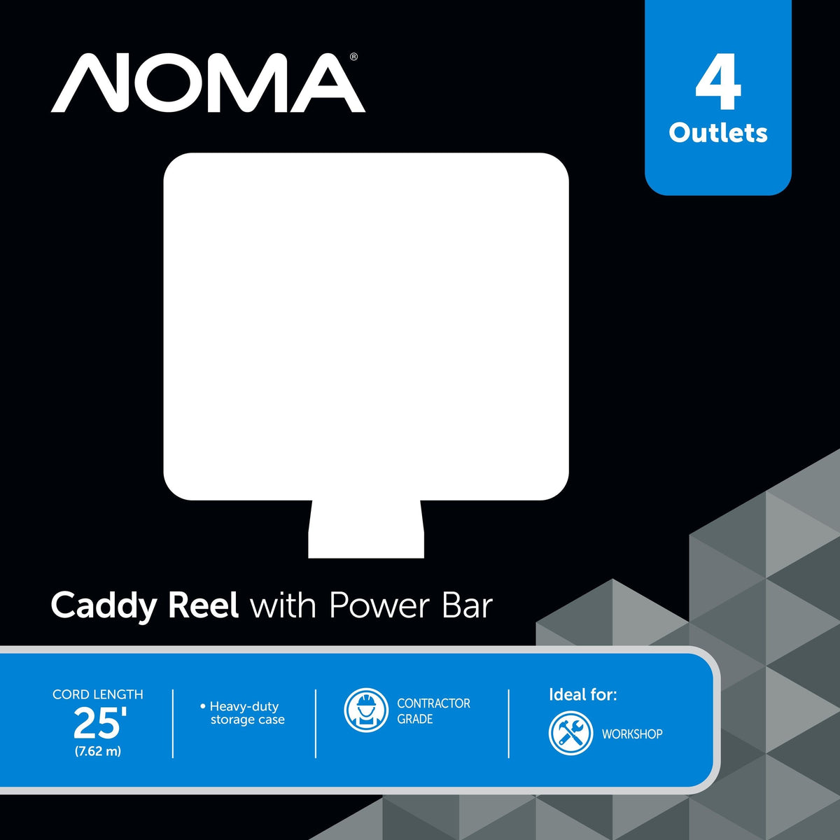 NOMA 25-ft 16/3 Extension Cord with Storage Reel, 4 Grounded Outlets and Circuit Breaker