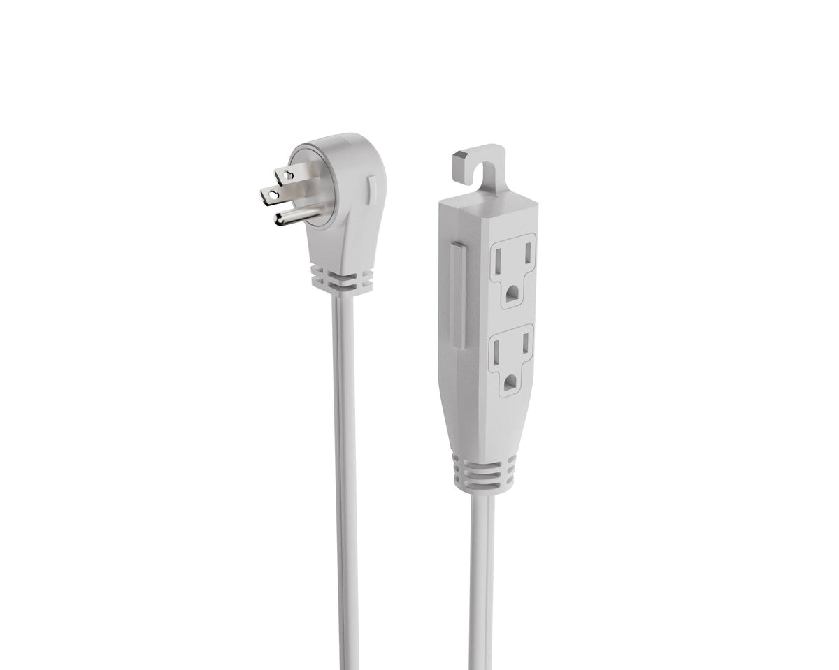 NOMA 3-ft 3-in 16/3 Indoor Extension Cord with Right Angle Plug, 3 Grounded Outlets, White