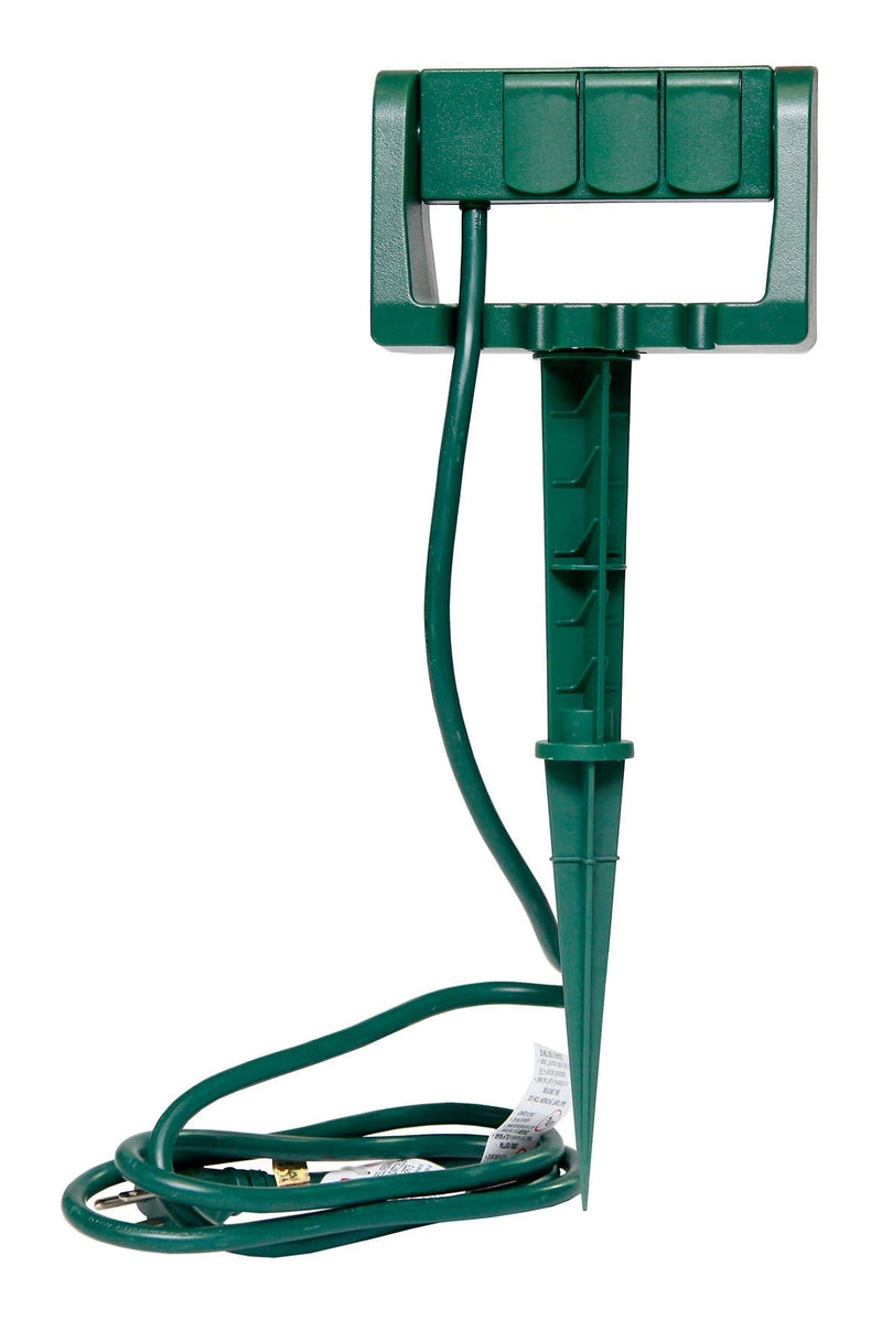 NOMA 3-Outlet Outdoor Power Stake with 6-ft Cord, Green R9