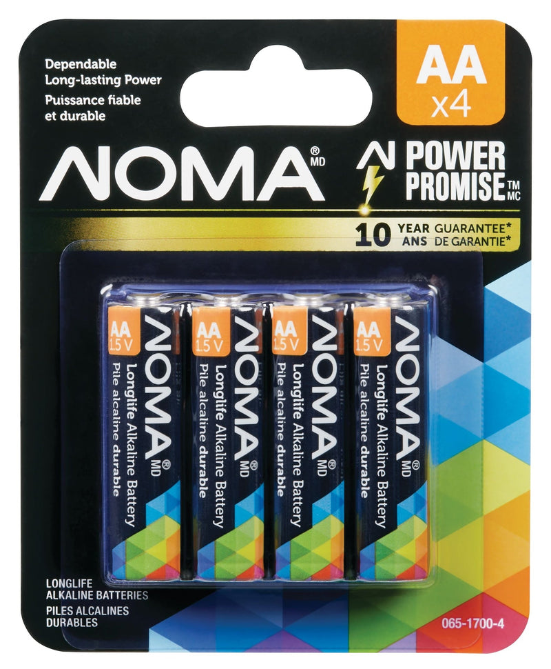 NOMA 4-pk AA Alkaline Batteries, Long Lasting, All Purpose Y7