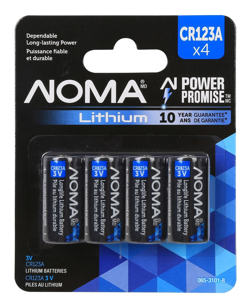 NOMA 4-pk CR123 3V / 3 Volt Lithium Photo Batteries, Long Lasting L8