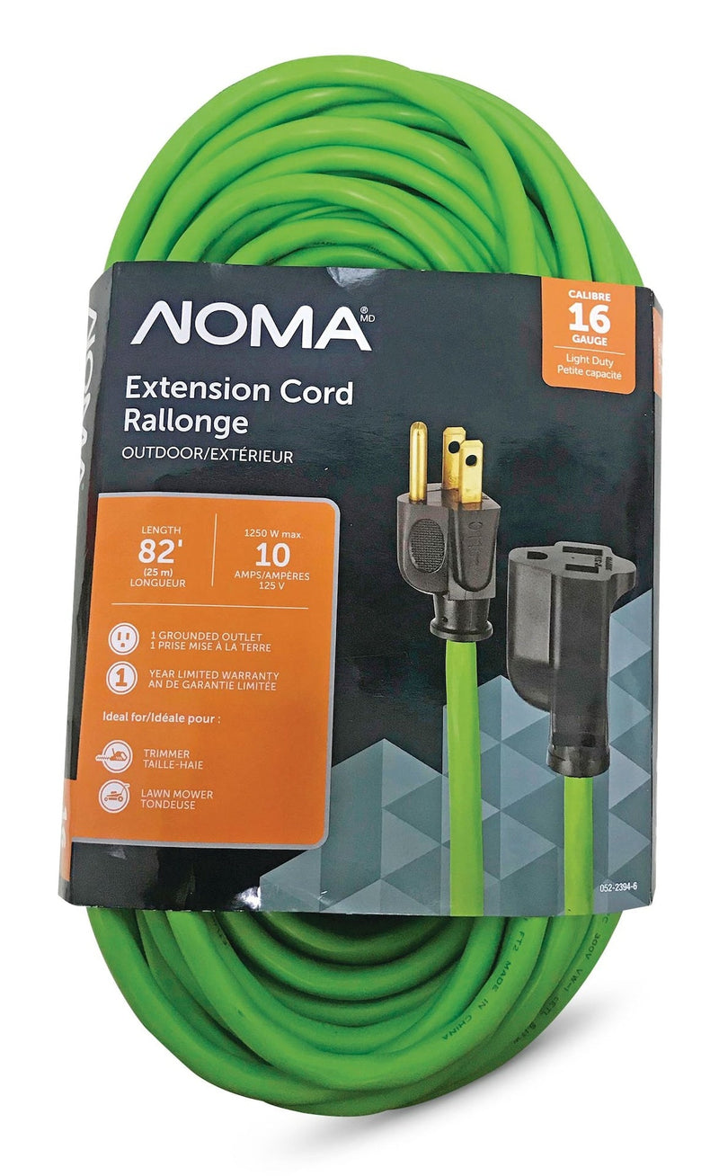 NOMA 82-ft 16/3 Outdoor Extension Cord with Grounded Outlet, Lime Green E1