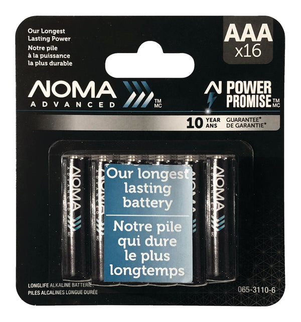 NOMA Advanced 16-pk AAA Alkaline Batteries, Long Lasting, All Purpose F2