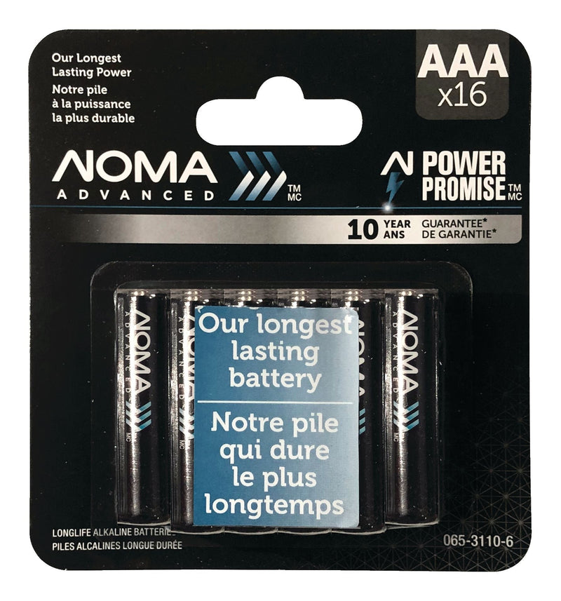 NOMA Advanced 16-pk AAA Alkaline Batteries, Long Lasting, All Purpose F2