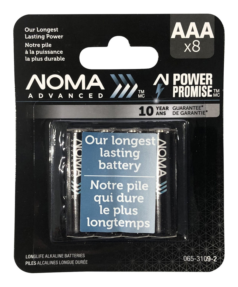 NOMA Advanced 8-pk AAA Alkaline Batteries, Long Lasting, All Purpose R0