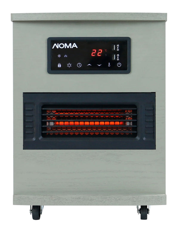 NOMA Ashwood Infrared Wood Cabinet Heater with Remote Control and Thermostat, Grey F4