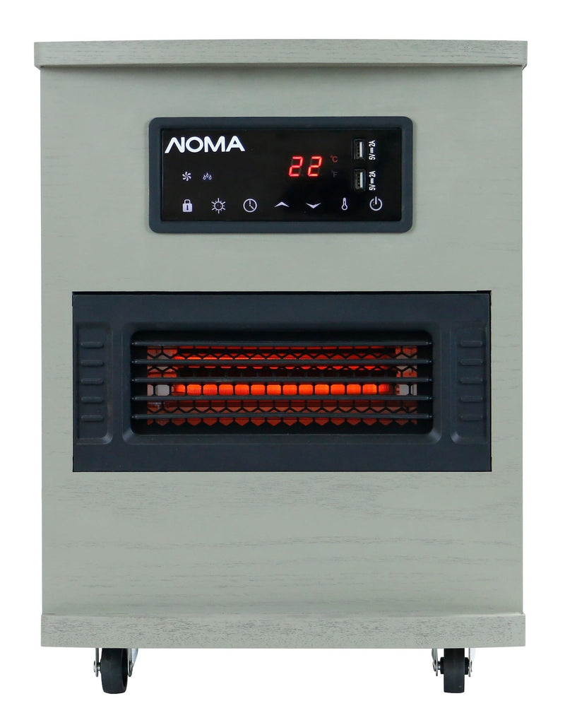 NOMA Ashwood Infrared Wood Cabinet Heater with Remote Control and Thermostat, Grey F4