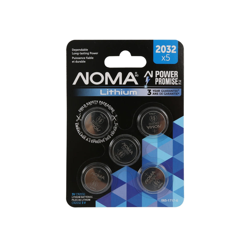 NOMA CR2032 3V / 3 Volt Lithium Coin Cell Batteries, Long Lasting, 5-pk F3