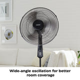 NOMA Oscillating Pedestal/Stand Fan with Remote Control, 3-Speed, Black, 18-in