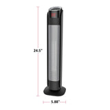 NOMA Oscillating Tower Ceramic Heater withRemote Control & Thermostat, 1500W, Black, 24-in