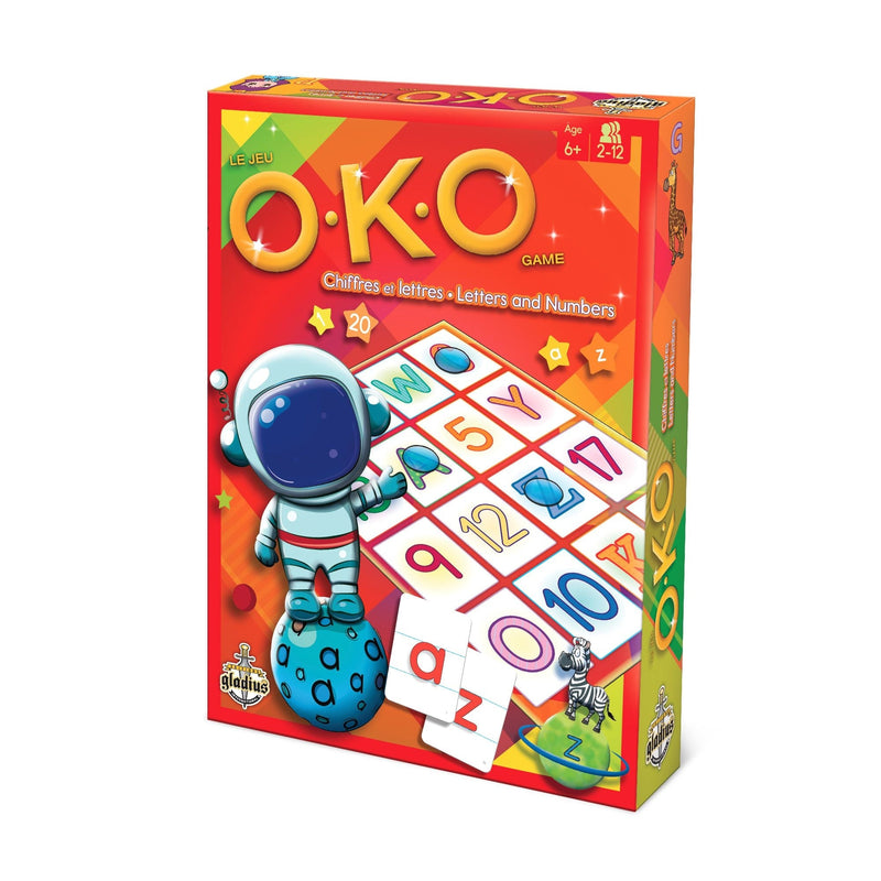 O.K.O. Letters & Numbers Family Board Game, Bilingual, Ages 6+ N8
