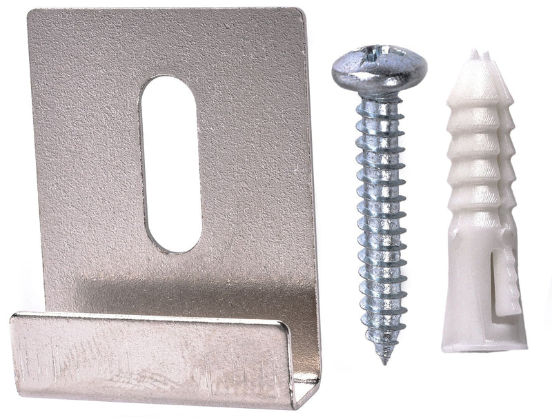 OOK Wide-Channel Mirror Clip, For Frameless Mirrors, Steel Construction, 20-lb Capacity, Silver, 4-pk H7