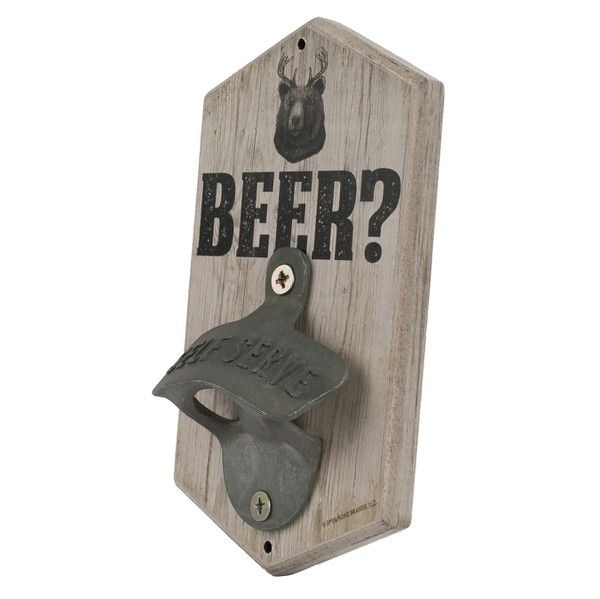 Open Road Brands "Beer" Bear Decorative Bottle Opener, Wood/Metal, Brown E0