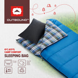 Outbound Comfort 5°C Insulated Cotton Lined Mild Weather Sleeping Bag with Compression Sack, Blue