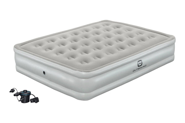 Outbound Queen Flocked Double-High Inflatable Air Mattress/Airbed with 110V Pump & Carry Bag Q2