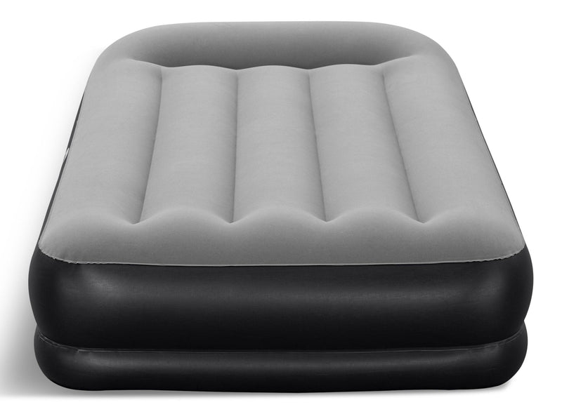 Outbound Tritech Double High Flocked Airbed, Twin, Grey, 75x38x14-in B5
