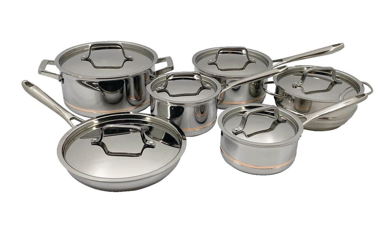 PADERNO 5-Ply Copper Core Stainless Steel Cookware Set, Oven Safe, 12-pc D7