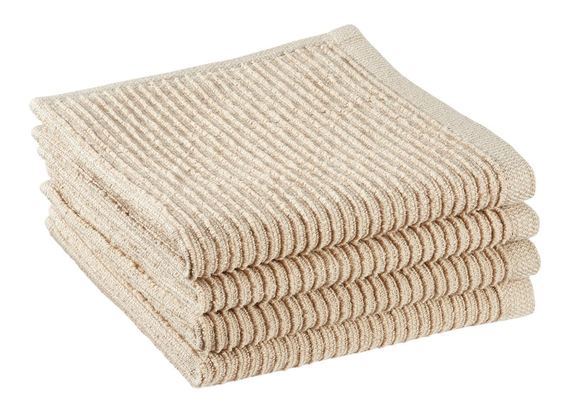 PADERNO All-Purpose Ribbed Cotton Terry Square Dish Cloths, Beige, 4-pk R6